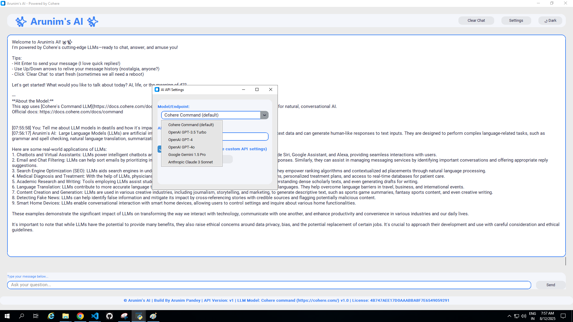 Arunim's AI Screenshot 3