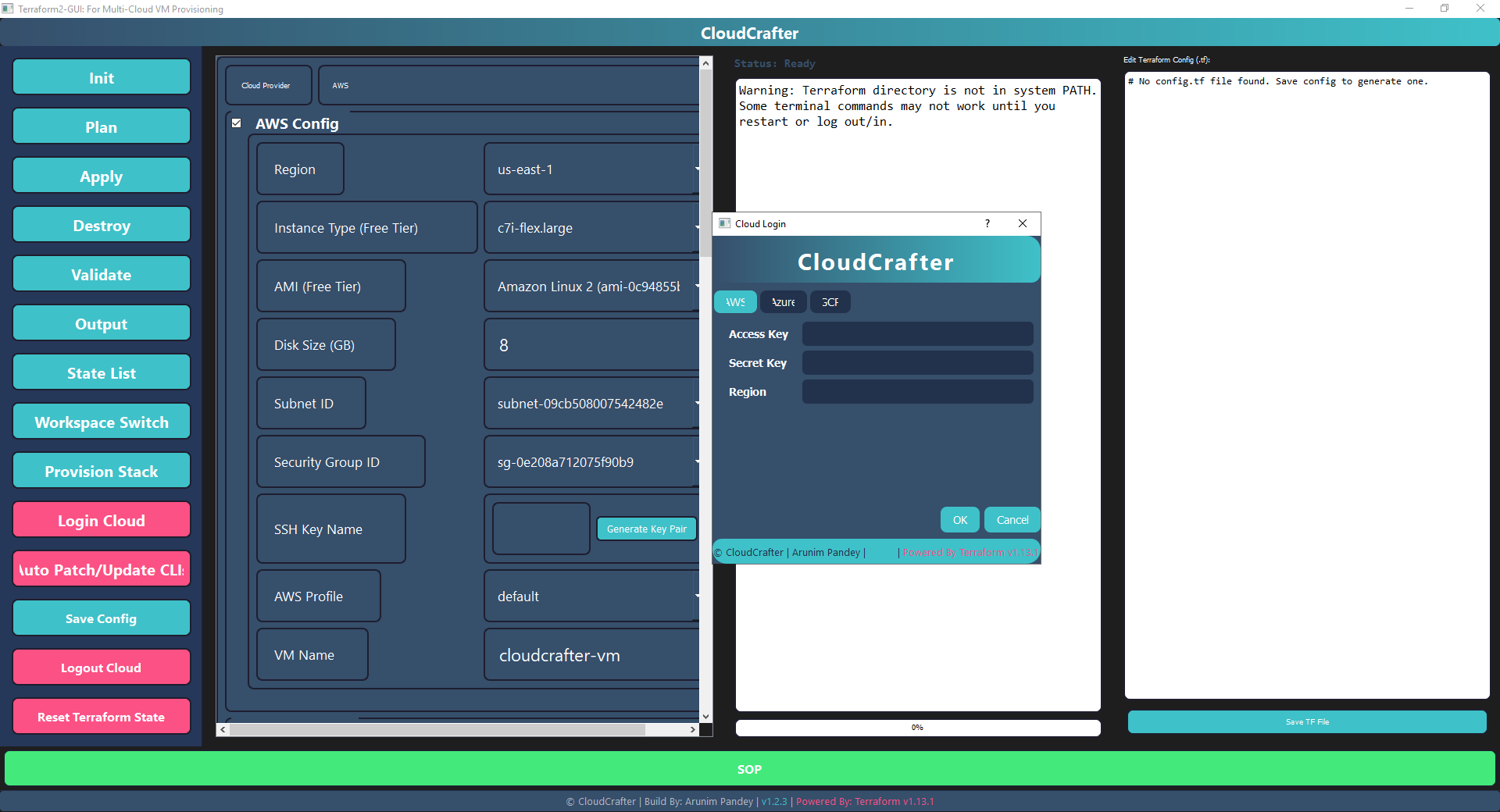 CloudCrafter Cloud Login