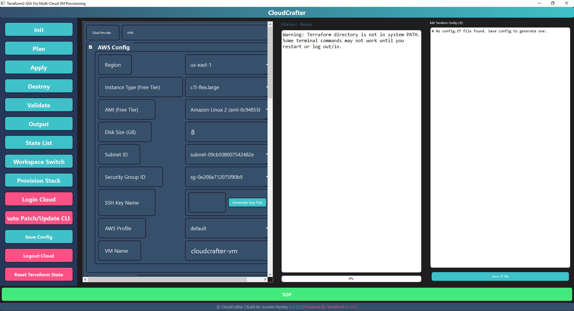 CloudCrafter Main Window