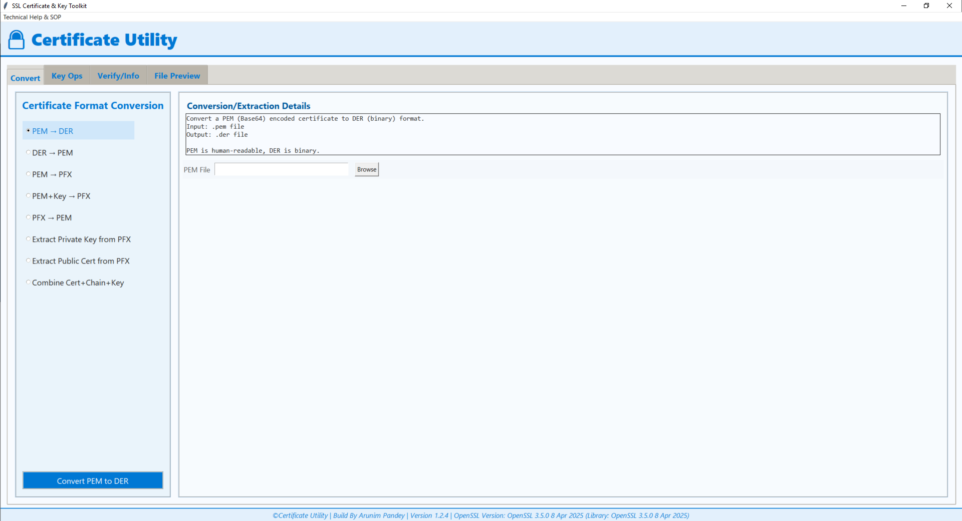 SSL Certificate Converter Screenshot 1