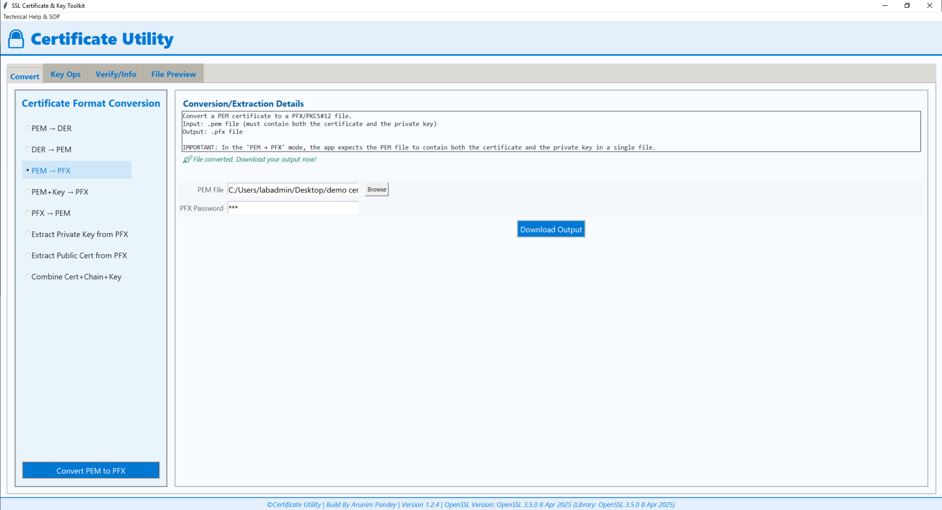 SSL Certificate Converter Screenshot 2