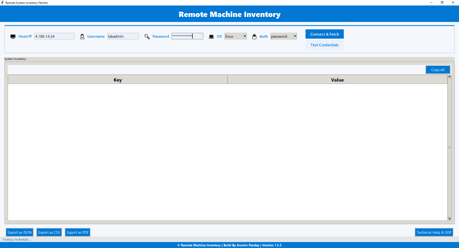 Remote Machine Inventory - SSH/WinRM Authentication