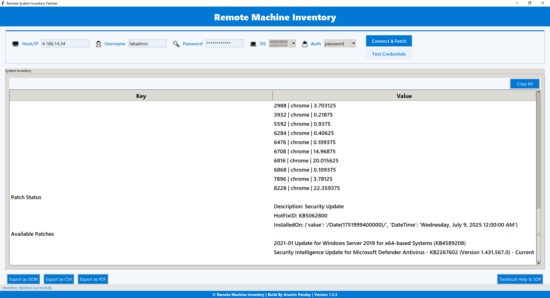 Remote Machine Inventory - Applied & Available Patch